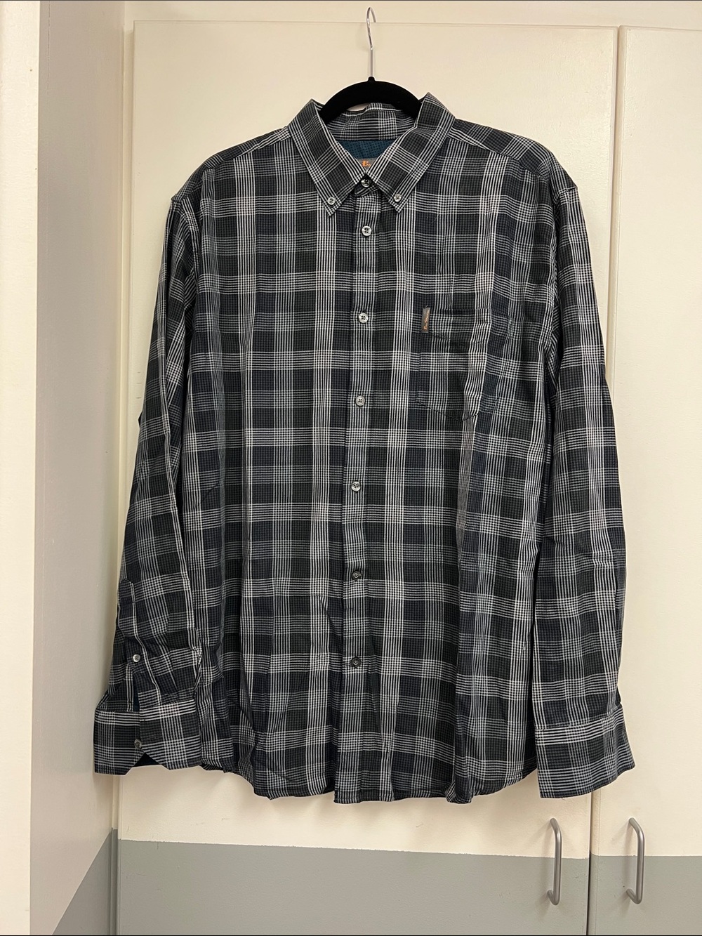 Ben Sherman Black & Gray Plaid Button-Down Shirt Long Sleeve Men 2XL Classic